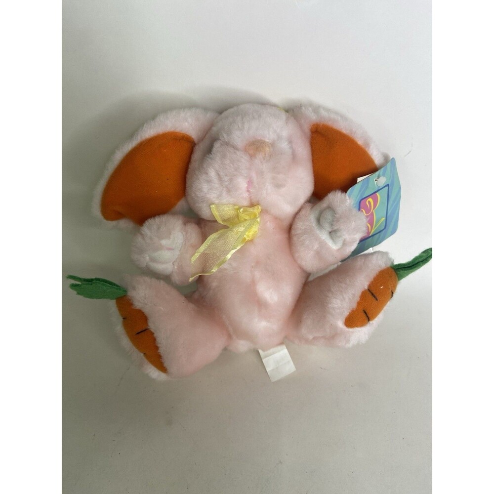 Vintage Main Joy Limited Bunny Rabbit Pink Plush Stuffed Toy Carrot Ears Feet